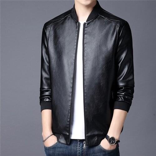 Spring and Autumn Leather PU Jacket Men Casual Outwear Coat Windbreaker Motorcycle Leather Jackets Male 7XL 8XL