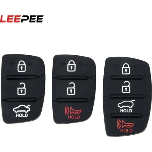 LEEPEE 3 4 Buttons Car Key Rubber Button Pad For Hyundai Ix35 Ix45 Remote Key Case Cover Car Key Shell Auto Replacement Parts