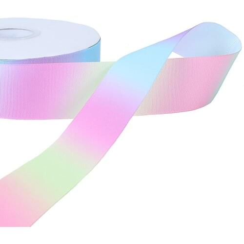 FLRA Ribbon (50 yards/lot) Wholesale 7/8" rainbow gradient ombre grosgrain ribbons