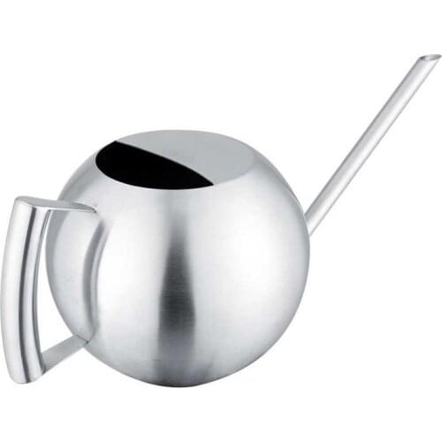 Stainless Steel Watering Can 1000mL Long Mouth Round Sprinkling Pot for Home Garden Plant Watering Device
