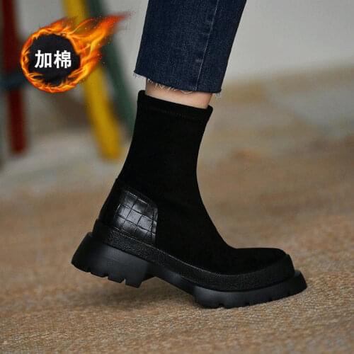 2021 INS HOT Women Ankle Boots Natural Cowhide Stitching Twill Chelsea Boots Cyberstar Fashion Skinny Boots