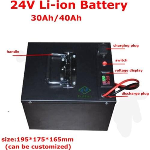 24V 30Ah 40Ah lithium li-ion battery pack with BMS rechargeable for motorcycle golf cart RV UPS supply backup power+ 5A Charger