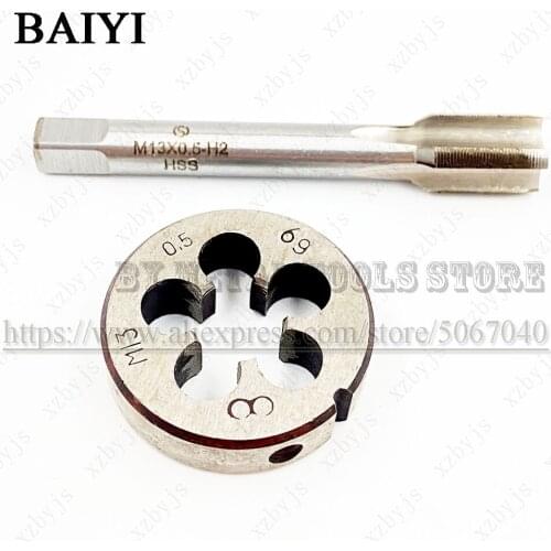 M13X0.5 M13*0.5 standard machine tap straight groove tap circular plate die hand tool set round tapping die tapping thread kit
