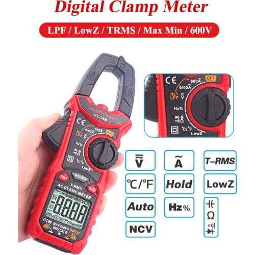 GGATC Multifunction HT206B Digital Clamp Meter True Pinza Amperimetrica Multimeter Clamp