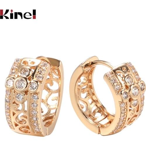 Kinel Fashion 585 Rose Gold Earrings For Women Trendy Natural Zircon Ethnic Bride Wedding Earrings Girls Vintage Jewelry Gift