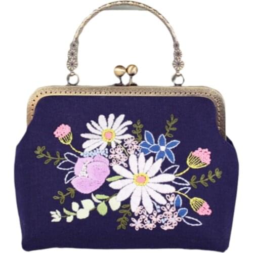 Embroidery Starter Kit DIY Shoulder Handbag Crossbody Bag Fabric Cross Stitch Chinese Tranditional Pocket Women