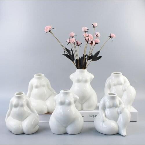 Nordic Creative Body Art Nude Woman Abstract Sculpture Vase Ornaments Living Room Dried Flowers Home Decoration Accessories