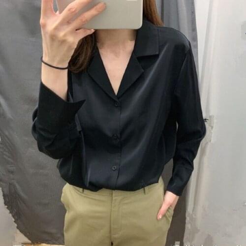 2021 New Korean Style Female Temperament Design Sense Niche Tops Loose Long-Sleeved White Shirt Bottoming Shirt Women Clothing