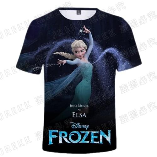 2021 New Disney Cartoon Anime Frozen T Shirt Men Women Children Summer Cool 3D Printed Boy Girl Kids Streetwear Tee Clothing