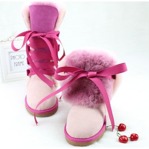 New Australia Classic Warm Winter Boots Non-slip Women Natural Fur Snow Boots Sheepskin Wool Ladies Long High Boots Shoes