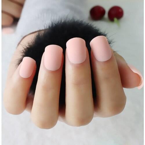 New Fashion Women Matte candy false nails short round tail light Orange K199