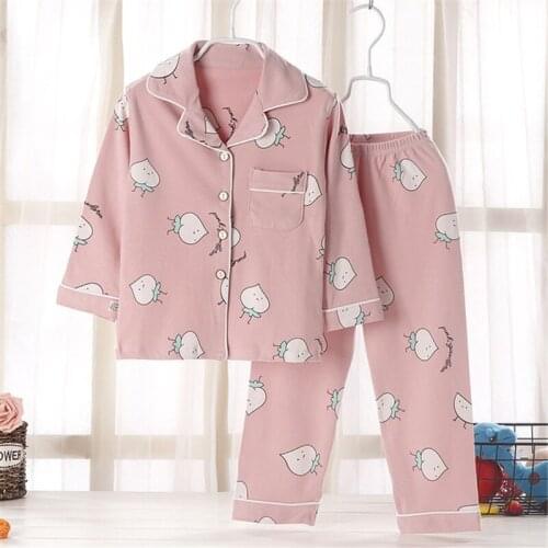 Baby Boys Girls Pajama Sets 2021 Autumn Cotton Casual Print Long Sleeve Pants 2Pcs Sleepwear Children Clothing Nightwear Suit