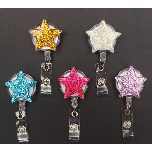 The Shiny Star Style Retractable Badge Reel For Nurse&Doctor Card Holder Office&Hospital Supplies Boy&Girl Name Card