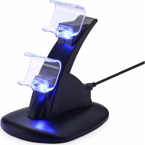SOONHUA Dual USB Charging Dock Station Stand for Sony PS4 Dual Shock Controller Gamepad Power Supply Charging With LED Indicator