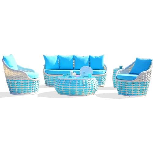 Europe popular waterproof comfortable high end blue outdoor rattan wicker furniture
