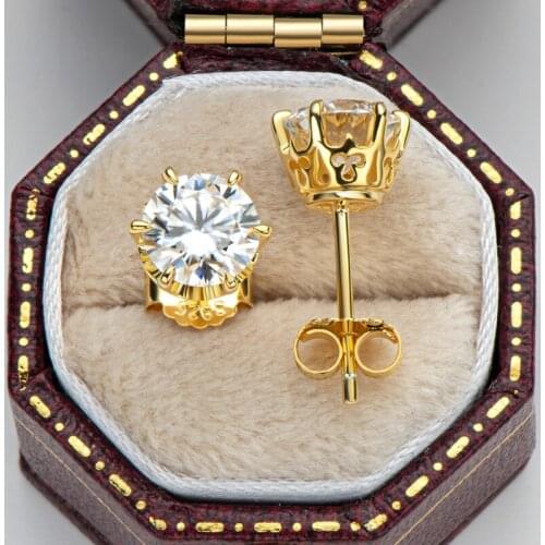 Lnngy Classic 925 Sterling Silver Earrings 0.5/1ct F color for Moissanite VVS Fine Jewelry Diamond Stud Earrings for Women Gifts