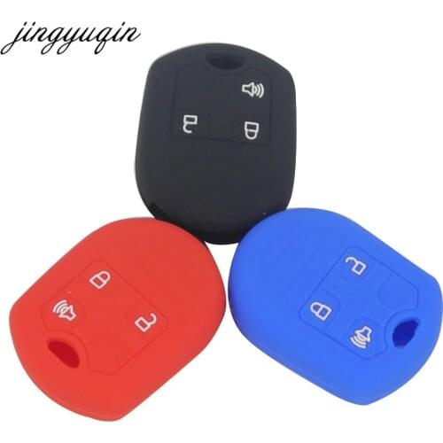 Jingyuqin Remote Silicone Key Case fit for FORD Edge Explorer Flex Focus Taurus Escape Mustang for Mazda 3 Button Key Cover Fob
