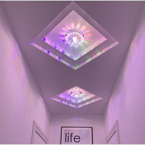 Modern 3W/5W K9 Crystal LED Ceiling Light Fixture Glass Lamp Decor Hallway Hotel