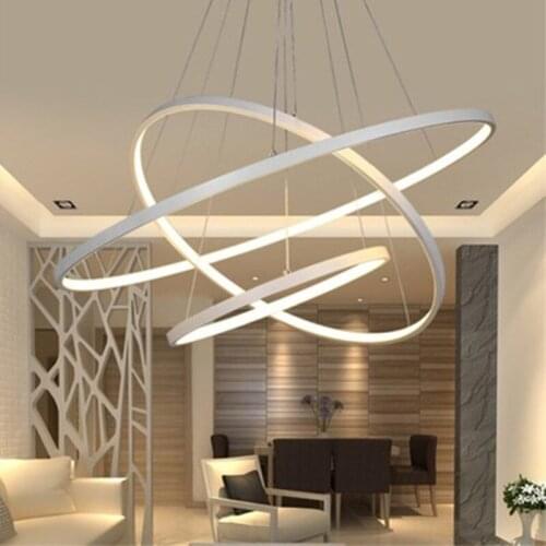 Modern LED chandeliers ring staircase light gold stainless steel chandeliers lighting villa lobby decoration lamp project lights