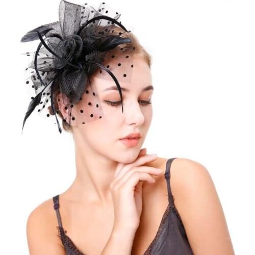 Women Flower Mesh Ribbons Feathers Fascinators Hat Headband or a Clip Cocktail Tea Party Headwewar for Girls