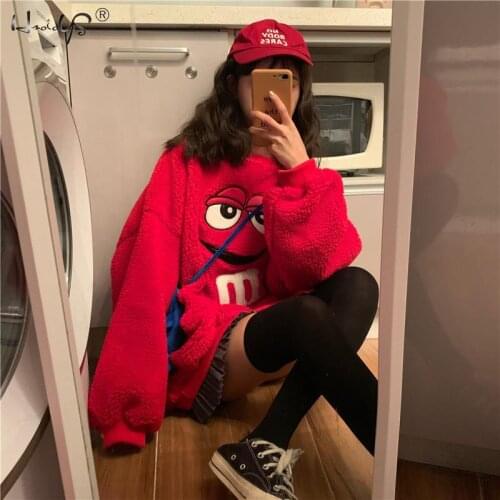 Women Fashion Hoodie Pullover Coats Warm Fleece Fur Streetwear Coat Plush Tops Loose Coat Female Casual Autumn Coat Outerwear