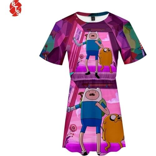 Adventure Time 3D Printed Dress for Women Fashion Summer Short Sleeve dresses 2019 Hot Sale Casual Streetwear Girls Clothes