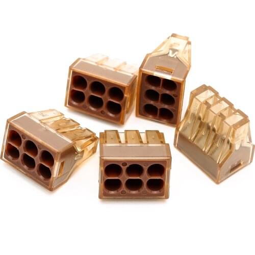 10PCS Push in Wire wiring Connector For Junction Boxes 6pin conductor terminal block PCT-606/773-606