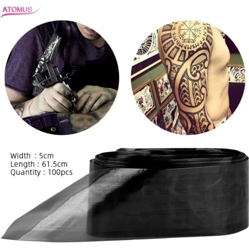 100Pcs/pack Disposable Black Tattoo Clip Cord Sleeves Bags Covers Bags for Tattoo Machine Tattoo Accessory Permanent Makeup