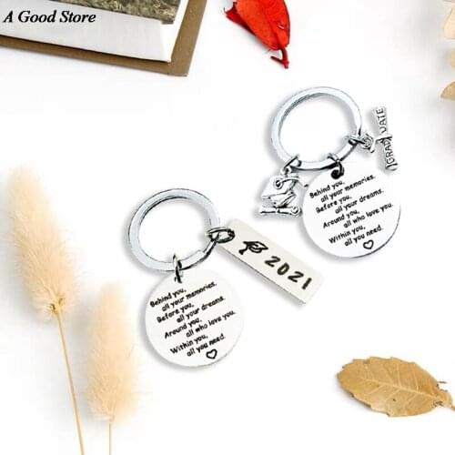 2021 Graduation Stainless Steel Letter Keychain Behind You of All Your Memories Pendant Jewery Gifts