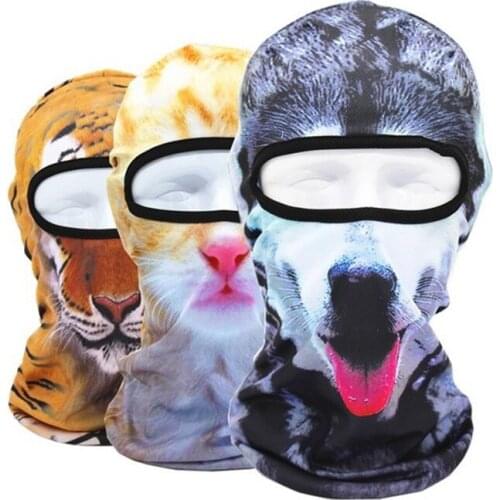 Adult 3d Animal Print Facekini Masked Hat Outdoor Windproof Sport Cycling Ski CS 1 Hole Full Face Mask Hat Cap For Men Women