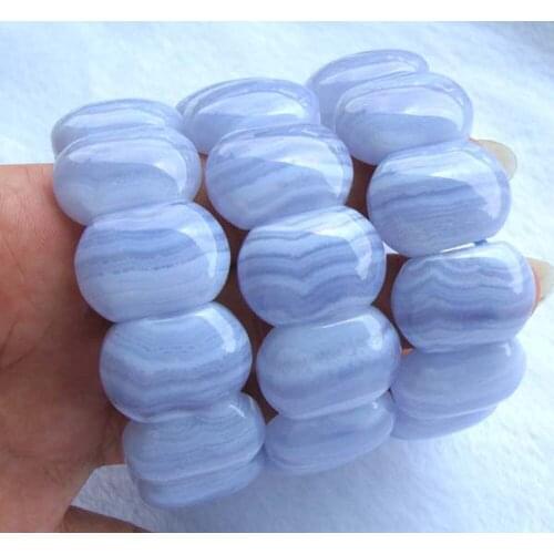 Free Shipping Natural Blue Lace Agate Oval Shape Beads Stretch Bracelet Women Jewelry Accessories Weddings Parties Birthday Gift