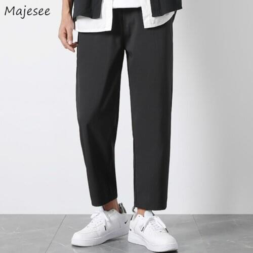 Men Casual Pants 5XL Male Trousers Solid Simple Basic Elastic Waist All-match Daily Korean Fashion Ulzzang Cozy Breathable New
