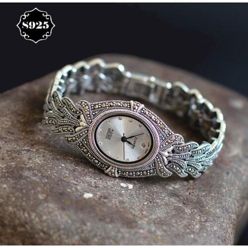 Hot Sale Top Brand HF Limited Classic S925 Silver Jewelry Calendar Watch Real Pure Silver Bracelet Watches Real Silver Bangle