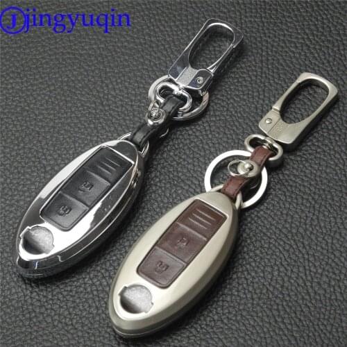 Jingyuqin for Nissan Teana X-Trail Qashqai Note Livina Sylphy Tiida Sunny Murano Juke 3 Buttons Zinc Alloy+Leather Key Case