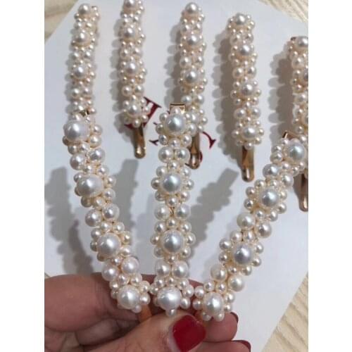 Flower Design Barrettes Genuine Pearl Hair Pin Elegant Freshwater Pearl Hair Jewelry 100% Handmade Unique Bobby Pin