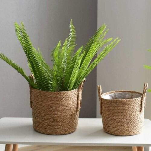 Flower Pot Straw Storage Basket Potted Green Plants Flower Basket Hand-woven Floor Indoor Flower Pot Planters Pots Planters