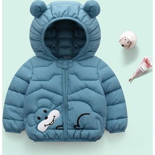 Autumn Winter Children Cartoon Cotton Coat Hooded Ear Warm Jacket Baby Clothes Boys Girls Sports Coats 2-6 years old TZ851