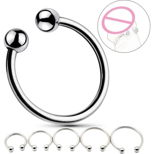 Double Beads Penis Lock Bondage Metal Glans Ring Erotic Sex Toys For Men Dick Delay Cock Rings Cbt BDSM Adult Products