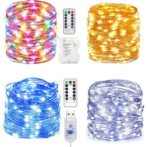 10M USB LED String Light Battery-operated Fairy Garland Christmas Lights 5M Outdoor for Home Wedding Room Bedroom Decoration