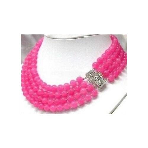 Hot sale Free Shipping>>Nature Pink jade 4 Rows Noblest Necklace