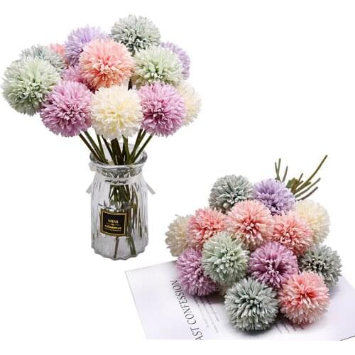 Hot 6.5cm Artificial Dandelion Flower Ball Fake Road Cited Plants Pompom Flowers for Home Wedding Party Decoration Silk Flowers