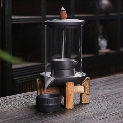 Waterfall Incense Burner Backflow Ceramic Incense Holder Incense Fountain Backflow Incense Cones for Home Decor Office