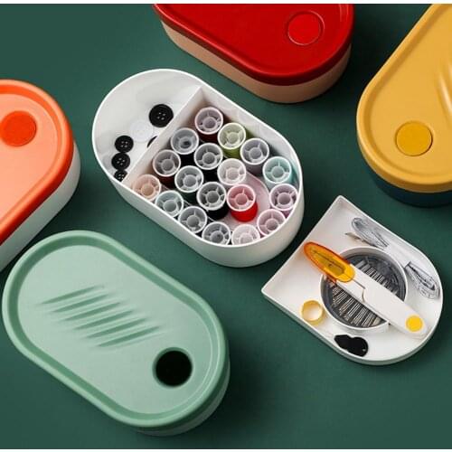 1 Set Sewing Thread Container Portable Sewing Thread Box Spools Bobbin Organizer for Home