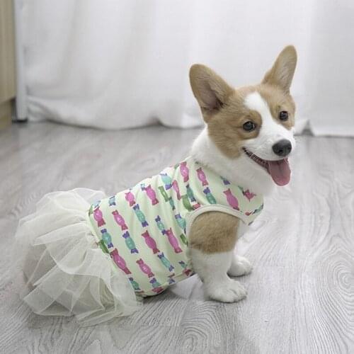 Cute Dog Dress Dog Clothes For Medium Dog Fashion Printing Dog Skirt Cute Sleeveless Princess Dress Puppy Pet Cat Cotton Costume
