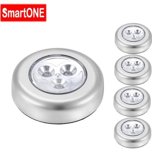 Mini LED Light for Kitchen Wardrobe Closet Lighting Under Cabinet Lights Battery Powered Press on/off Switch 3 LED Night Lights