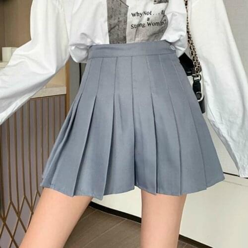 Women Casual Sweet Skirts High waist Zipper Fashion Solid Color Pleated Mini Skirts With Lined Shorts Ladies Girl Bottoms XS-XXL