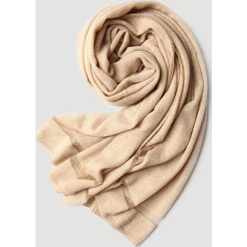 Soft to the heart! French gold thread stitching long shawl dual-use autumn winter Luxury Brand women 100% cashmere scarf