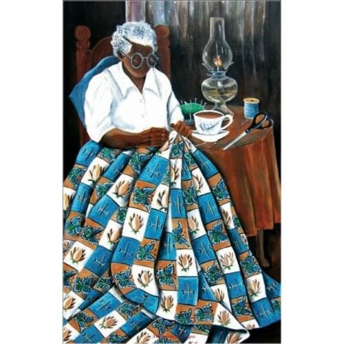 Counted Cross Stitch Kits Needlework Embroidery - Crafts 14 ct Aida DMC Color DIY Arts Handmade African women - Grandmas Quilt