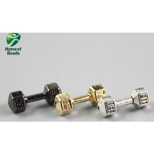 2020 New Fashion Wholesale Silver Color Gold Rose Gold Dumbbell Alloy Beads Accessories For Making Jewelry ZA1000