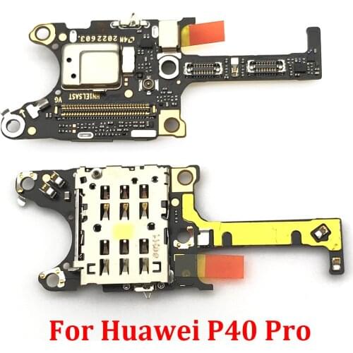 Original For Huawei P40 Pro SIM Card Reader Holder Slot Flex Ribbon Cable Connector Board With Mic Microphone Flex Cable Ribbon